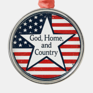 US patriottisch logo God Thuis Land VS vlag retro  Metalen Ornament