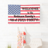 US Patriottische Amerikaanse vlag Burlap Kalligraf Spandoek (Insitu)