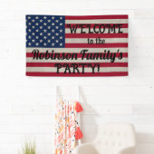 US Patriottische Amerikaanse vlag Linnen Kalligraf Spandoek (Insitu)