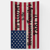 US Patriottische Amerikaanse vlag Linnen Kalligraf Spandoek (Verticaal)