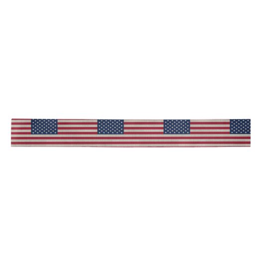 US Patriottische Amerikaanse vlag op linnen stof Satijnen Lint (Voorkant)