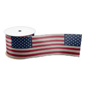 US Patriottische Amerikaanse vlag op linnen stof Satijnen Lint (Spoel)