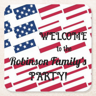 US Patriottische Amerikaanse vlag Tegels Kalligraf Kartonnen Onderzetters