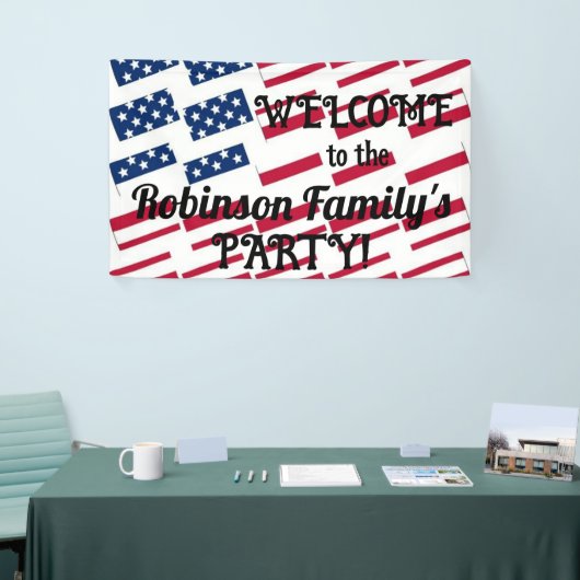 US Patriottische Amerikaanse vlag Tegels Kalligraf Spandoek (Beurs)