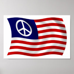US Peace Sign Flag Poster Print