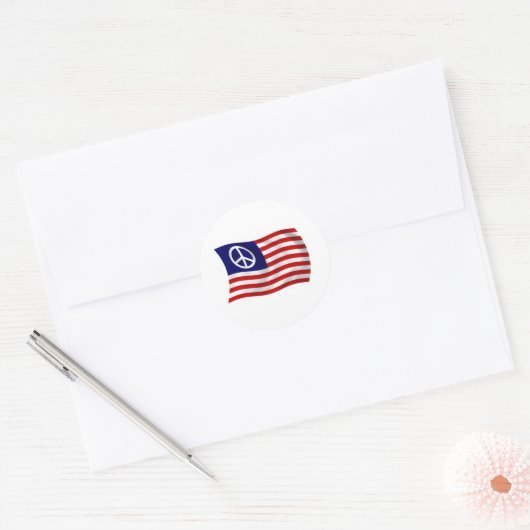 US Peace Sign Flag Sticker (Envelop)