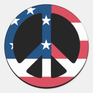 US Peace Sign Ronde Sticker