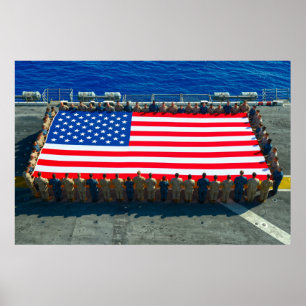 US PERSONNEL HONORING FLAG POSTER
