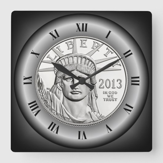 US Platinum Liberty Coin ~ Roman Numals ~ Vierkante Klok (Voorkant)