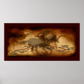 US Pony Express Map Route Art Poster (Voorkant)