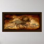 US Pony Express Map Route Art Poster (Voorkant)