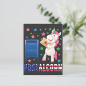 US Postal Worker Schattig Post Unicorn 4 juli Briefkaart (Staand voorkant)