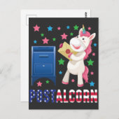 US Postal Worker Schattig Post Unicorn 4 juli Briefkaart (Voorkant / Achterkant)