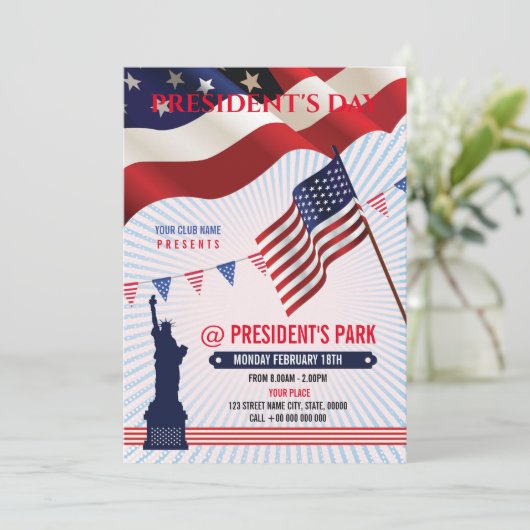 Us President Day Flyer Kaart (Staand voorkant)
