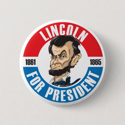 US Presidenten Campaign Button: #16 Lincoln Ronde Button 5,7 Cm (Voorkant)
