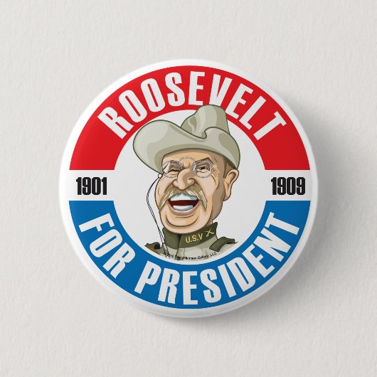 US Presidenten Campaign Button: #26 Roosevelt Ronde Button 5,7 Cm (Voorkant)