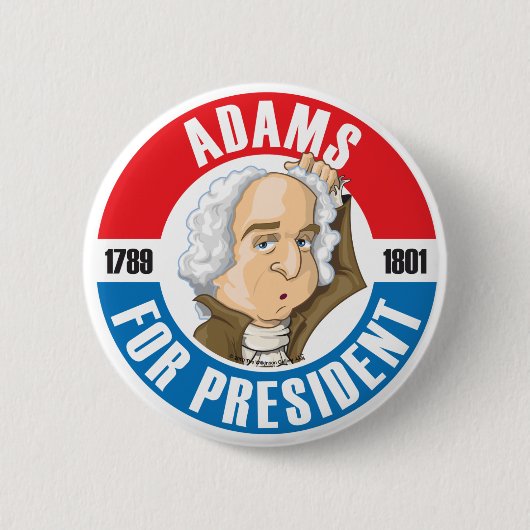 US Presidenten Campaign Button: #2 John Adams Ronde Button 5,7 Cm (Voorkant)