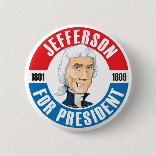US Presidenten Campaign Button: #3 Jefferson Ronde Button 5,7 Cm (Voorkant)