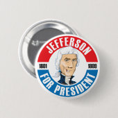 US Presidenten Campaign Button: #3 Jefferson Ronde Button 5,7 Cm (Voorkant /achterkant)
