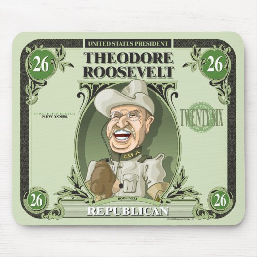US Presidenten Mousepad: #26 Theodore Roosevelt Muismat (Voorkant)