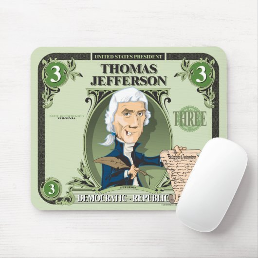 US Presidenten Mousepad: #3 Thomas Jefferson Muismat (Met muis)