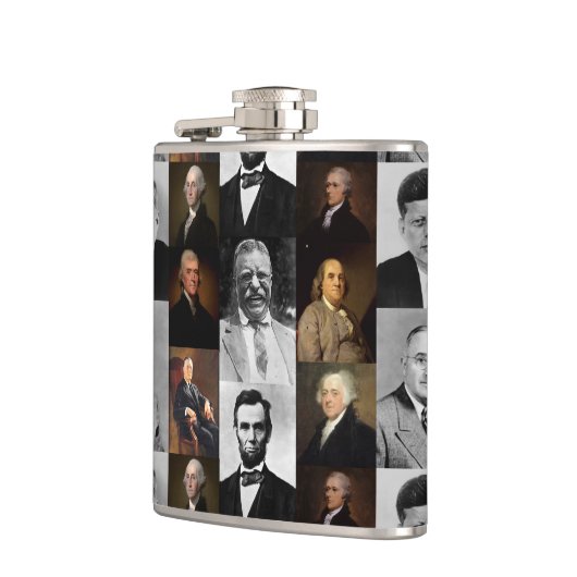 US Presidenten Plus Hamilton en Franklin Geschiede Heupfles (Links)