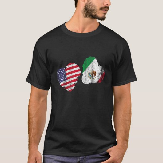 US Pride Mexicaanse vlag hart geschenk Amerika Mex T-shirt (Voorkant)