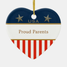 US Proud Parents Patriotic Heart Lijst Keramisch Ornament