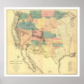 US Railroad Survey Map 1858 Poster (Voorkant)