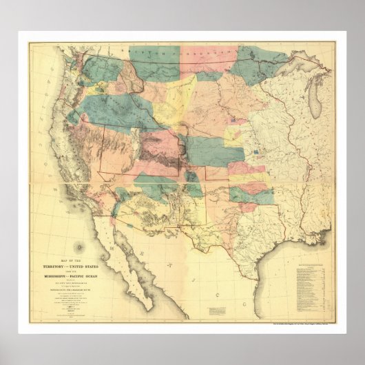 US Railroad Survey Map 1858 Poster (Voorkant)