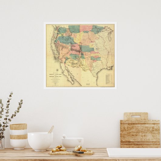 US Railroad Survey Map 1858 Poster (Keuken)