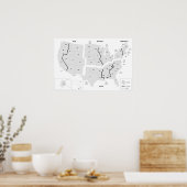 US Regions Map United States Poster (Keuken)