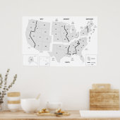 US Regions Map United States Poster (Keuken)