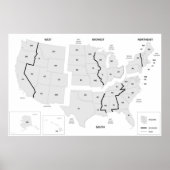 US Regions Map United States Poster (Voorkant)