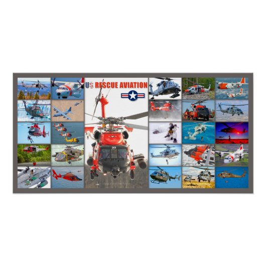 US RESCUE AVIATION "MONTAGE" PERFECT POSTER (Voorkant)