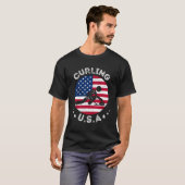 US Retro Curling Team Support Verenigde Staten gem T-shirt (Voorkant volledig)