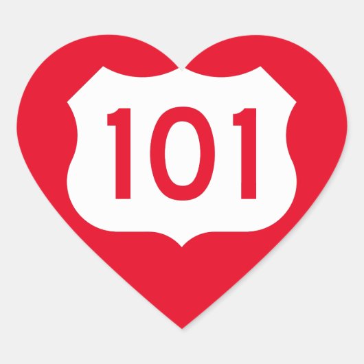 US Route 101 Teken Hart Sticker (Voorkant)