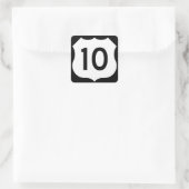US Route 10 Teken Vierkante Sticker (Tas)