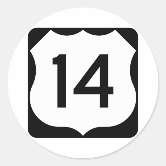 US Route 14 Teken Ronde Sticker (Voorkant)
