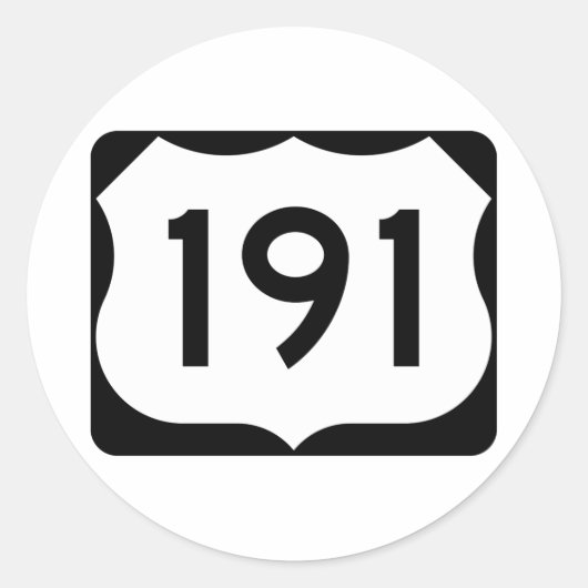 US Route 191 Teken Ronde Sticker (Voorkant)
