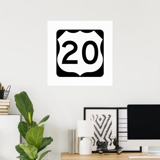 US Route 20 Sign Poster (Thuiskantoor)