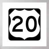 US Route 20 Sign Poster (Voorkant)