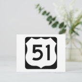 US Route 51 Sign Briefkaart (Staand voorkant)