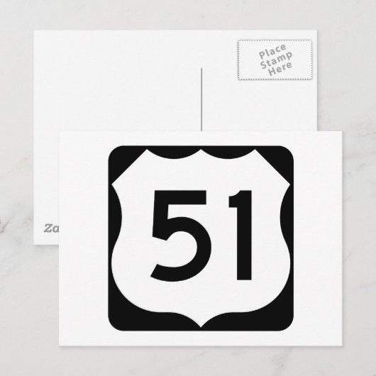 US Route 51 Sign Briefkaart (Voorkant / Achterkant)