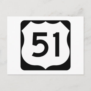 US Route 51 Sign Briefkaart