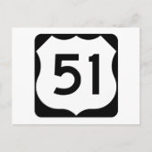 US Route 51 Sign Briefkaart (Voorkant)