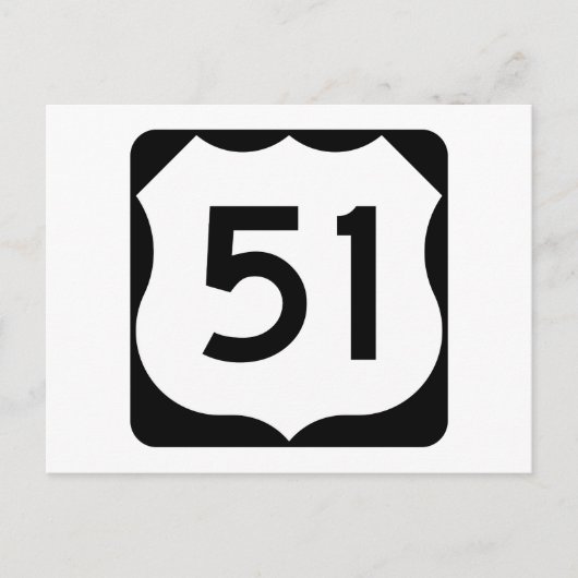 US Route 51 Sign Briefkaart (Voorkant)