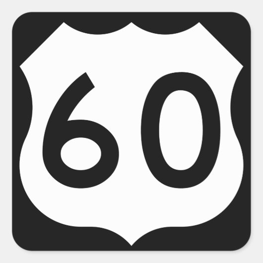 US Route 60 Sign Vierkante Sticker (Voorkant)