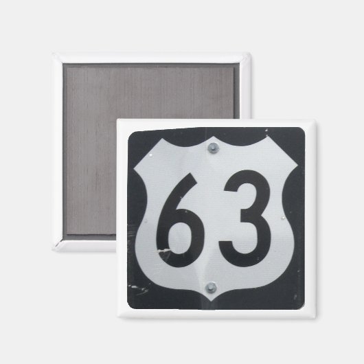 US Route 63 Road Sign Magnet (Voorkant / Achterkant)