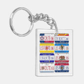 US ROUTE 66 Alle 8 Borden van de Staten van de Van Sleutelhanger (Voorkant Links)